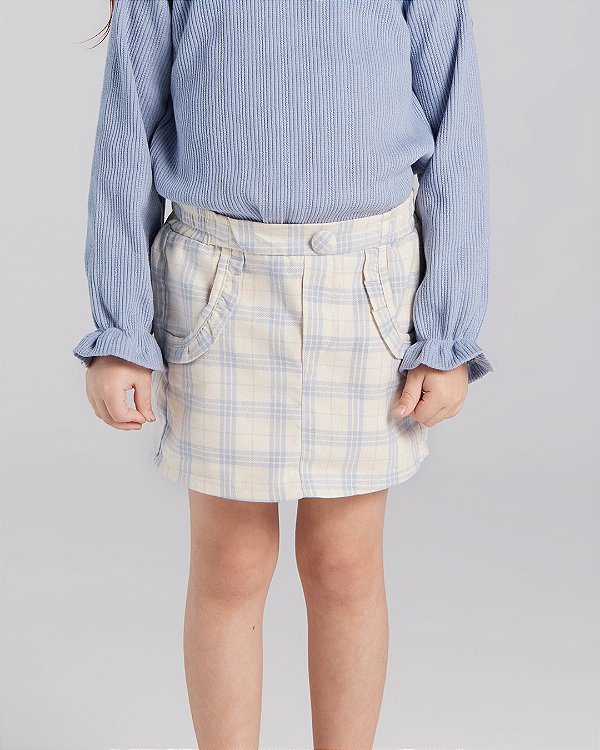 Short-saia babados Xadrez rosa