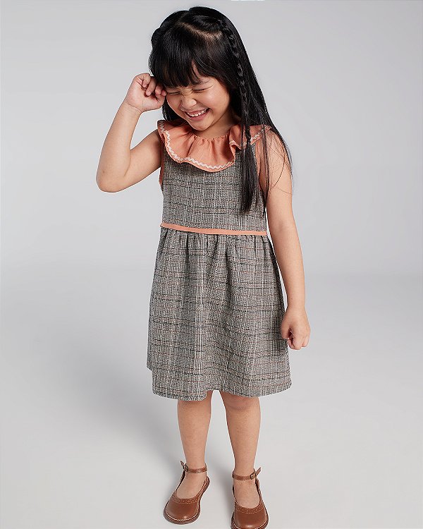 Vestido ternura Xadrez preto+branco