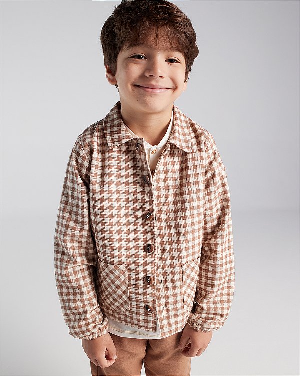 Casaco sorrir Xadrez marrom