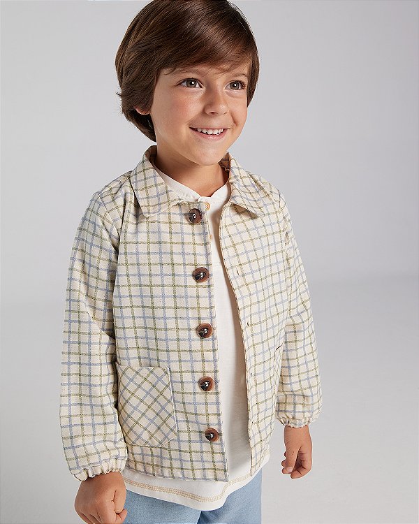 Casaco sorrir Xadrez azul e verde