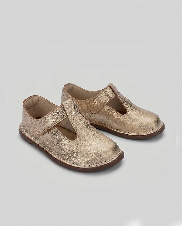 Sapato kpc colegial couro Dourado