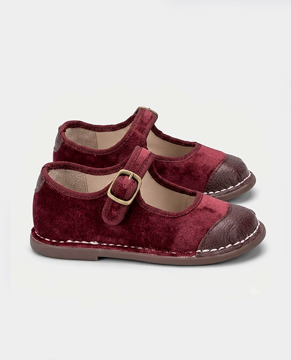 Sapato kpc espadrille couro Veludo cherry