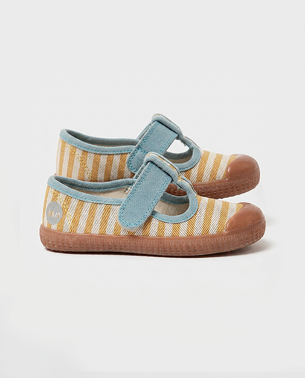 Sapato tnin talbot Azul claro + mostarda