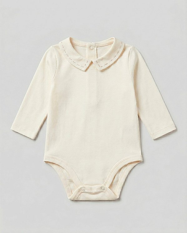 Body baby pontilhado Off-white + areia