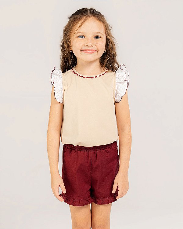 Blusa lago Areia + xadrez areia