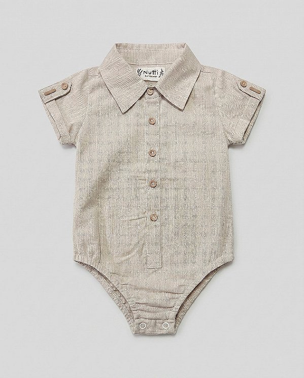 Body camisa manga curta Bege natural