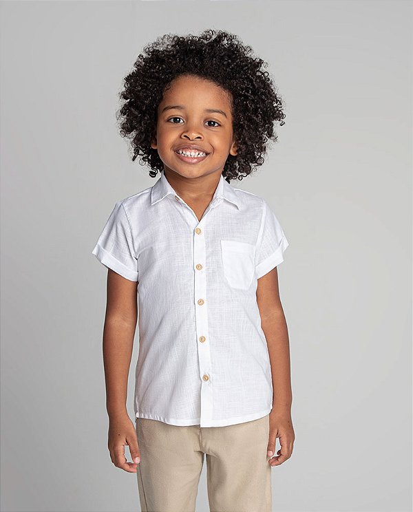 Camisa madeira manga curta Branco