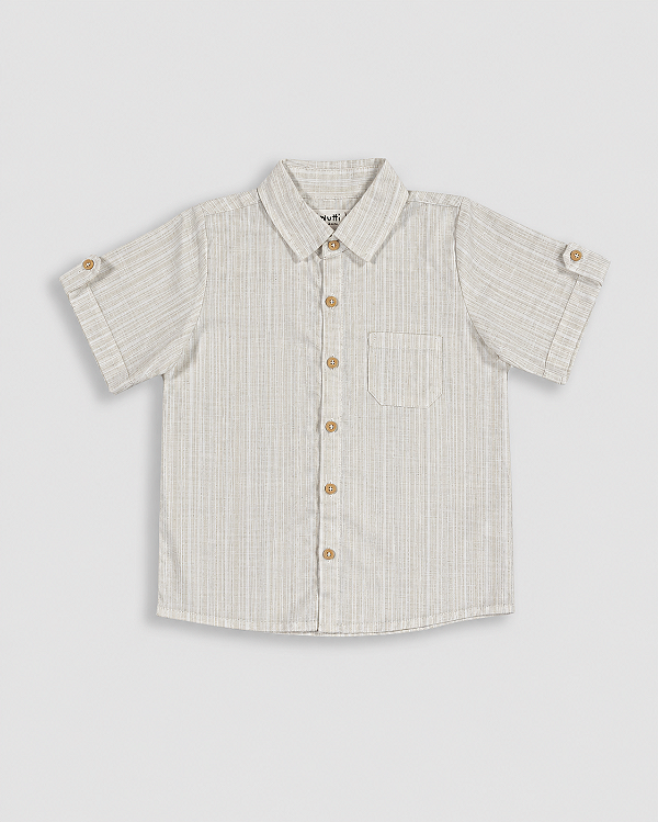 Camisa madeira manga curta Bege