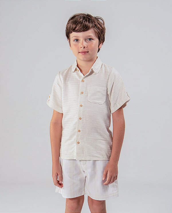 Camisa madeira manga curta Natural