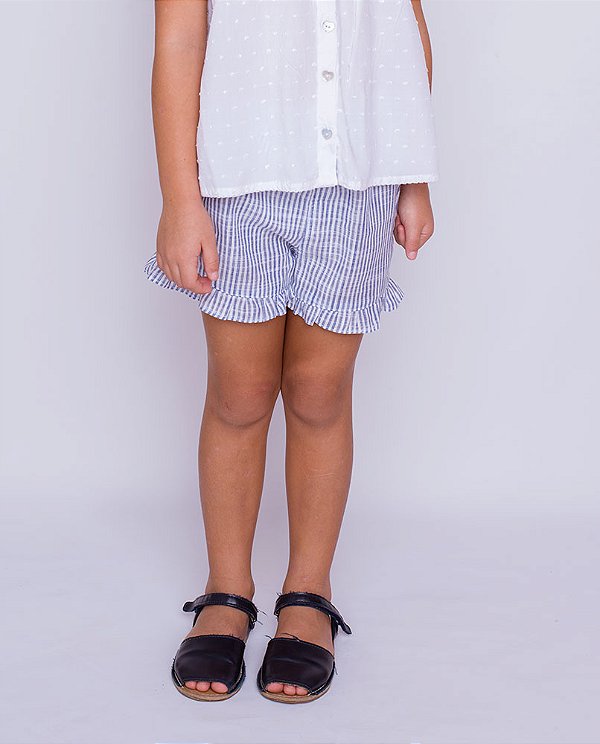 Short caule Listrado azul