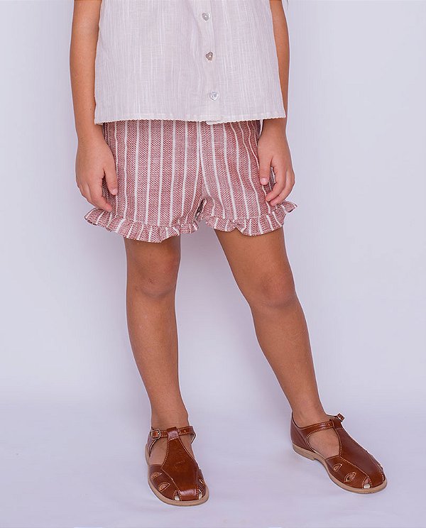 Short caule Listrado vermelho