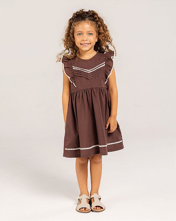 Vestido rendinha Marrom