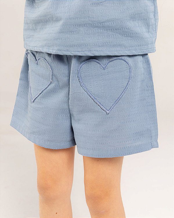 Short coração Azul cobalto
