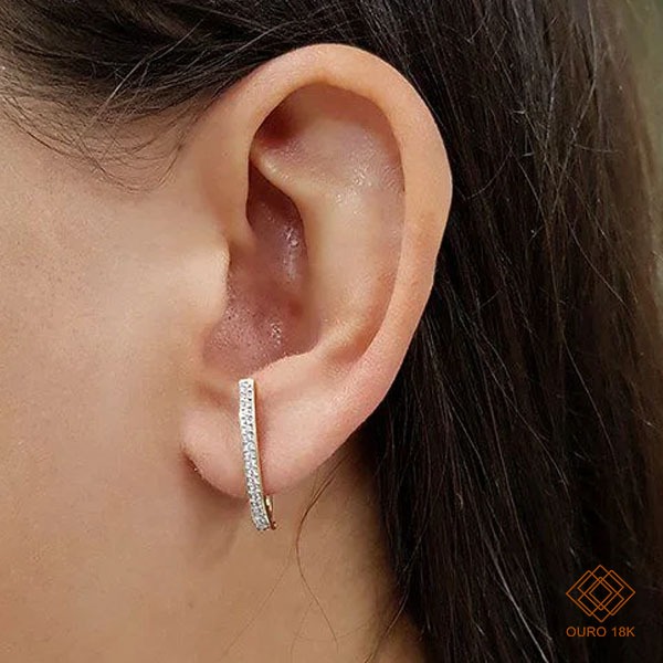 Brinco Argola Ouro 18k - Diamante Laboratório 38pts