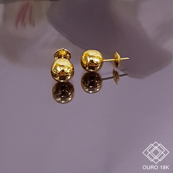 Brinco Bola Ouro 18k