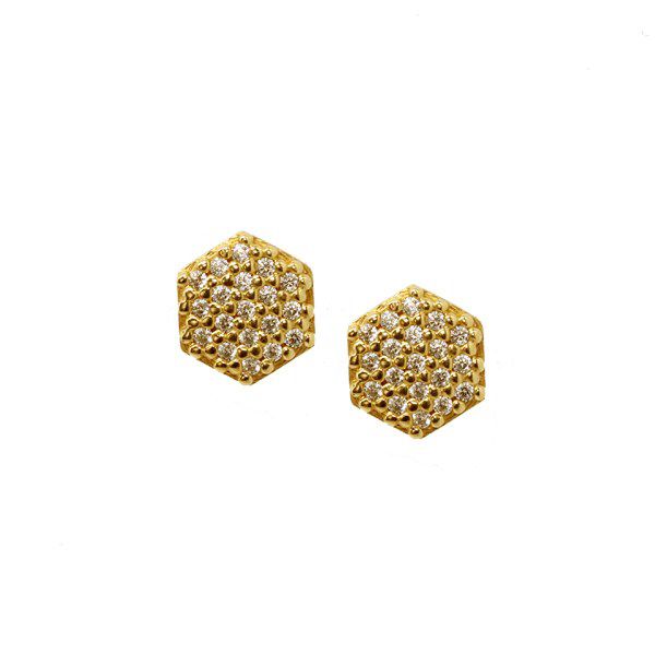 Brinco Chuveiro Pequeno Ouro 18k Zircônias