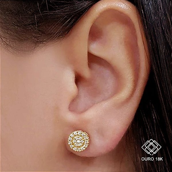 Brinco Ouro 18k -Diamante Laboratório 36pts