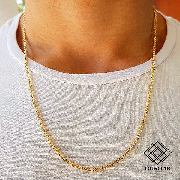 Cordão Masculino Oco Ouro 18k - 60cm