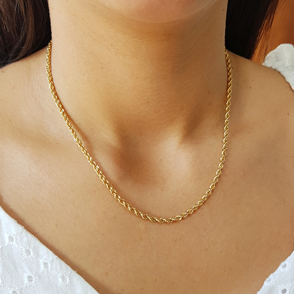 Cordão Ouro 18k Cabo De Aço - 45cm