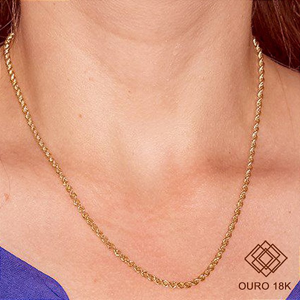 Cordão Ouro 18k Cabo De Aço - 45cm