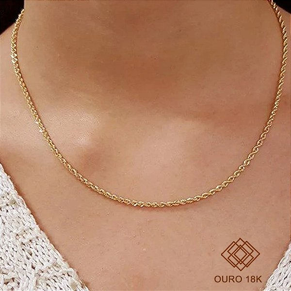 Cordão Ouro 18k Cabo De Aço - 45cm