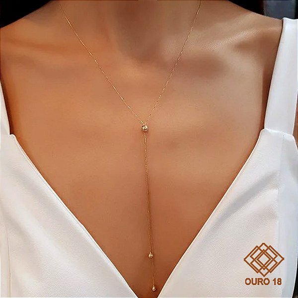 Gargantilha Gravatinha Ouro 18k