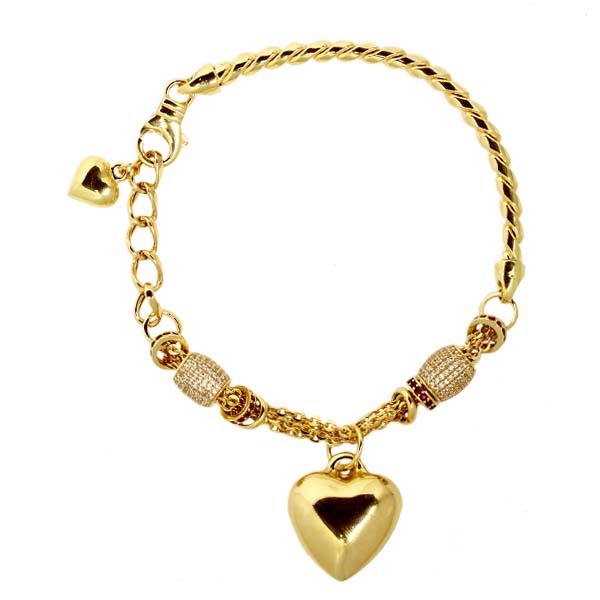 Pulseira Coração Ouro 18k Zircônias
