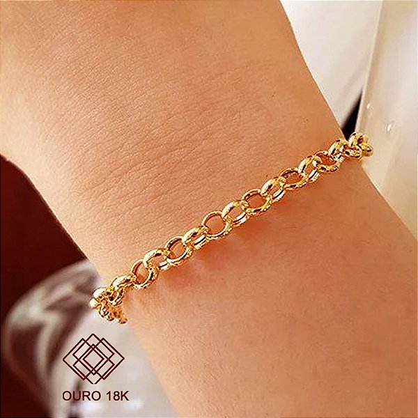 Pulseira Elo Português 5mm Feminina Ouro 18k