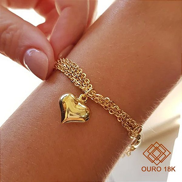 Pulseira Coração Ouro 18k