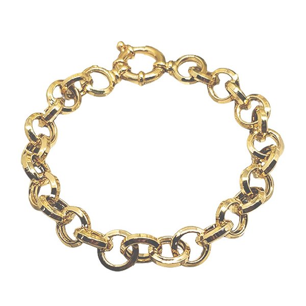 Pulseira Elo Português 10mm Ouro 18k