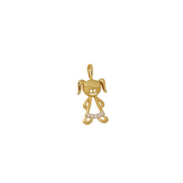 Pingente Menina Ouro 18k Zircônias