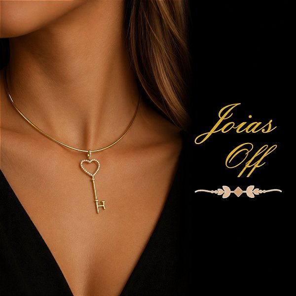 Pingente Chave Ouro 18k Zircônias