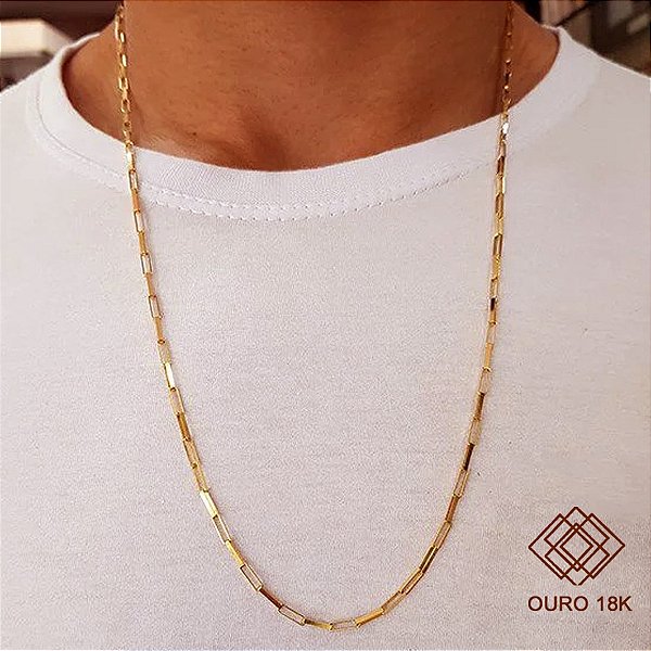 Cordão Masculino Cadeado Ouro 18k - 70cm