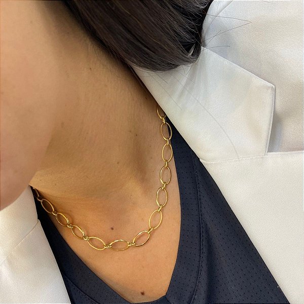 Gargantilha Choker Elos Ouro 18k