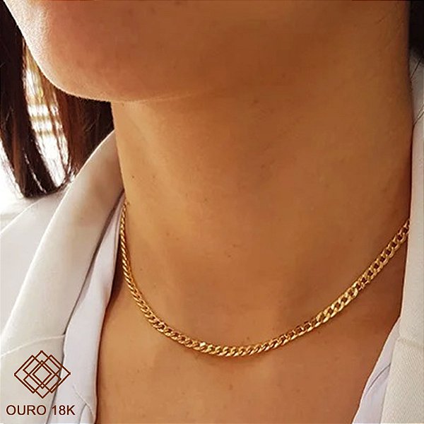 Gargantilha Choker Ouro 18k