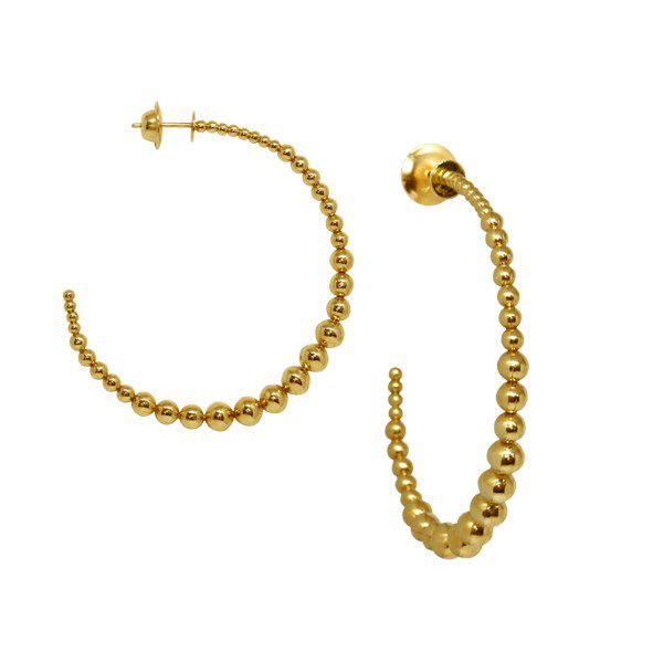 Brinco Argola Esferas Ouro 18k