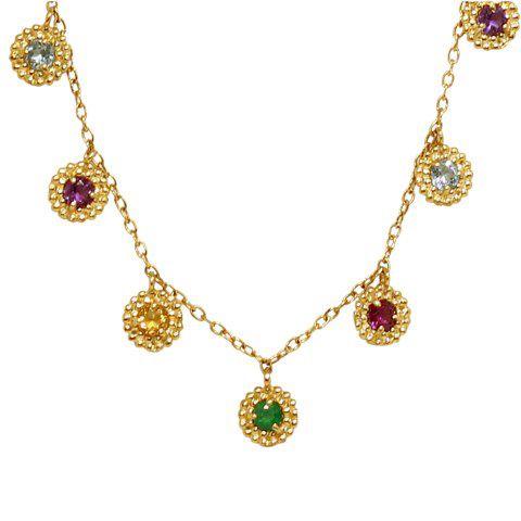 Gargantilha Choker Colorida Ouro 18k Pedras Naturais