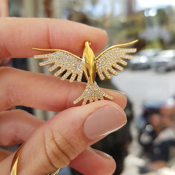 Pingente Espírito Santo Ouro 18k Zircônias