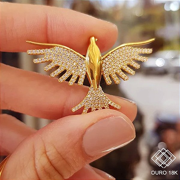 Pingente Espírito Santo Ouro 18k Zircônias