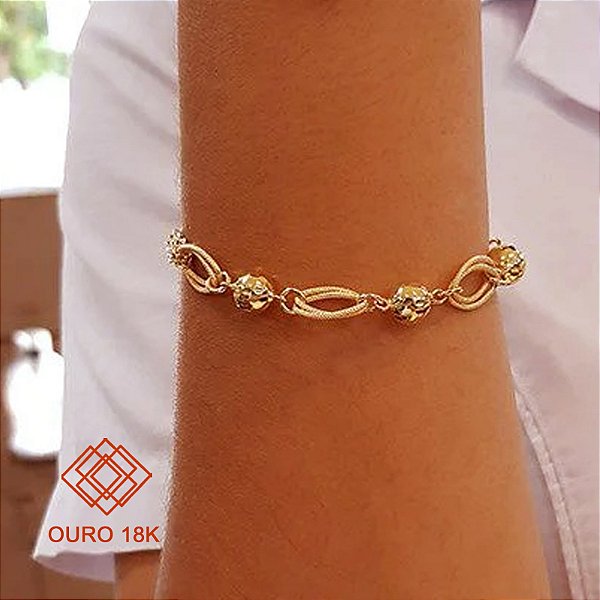 Pulseira de Bolas Ouro 18k