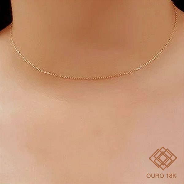 Cordão Cadeado Feminino Ouro 18k - 40cm