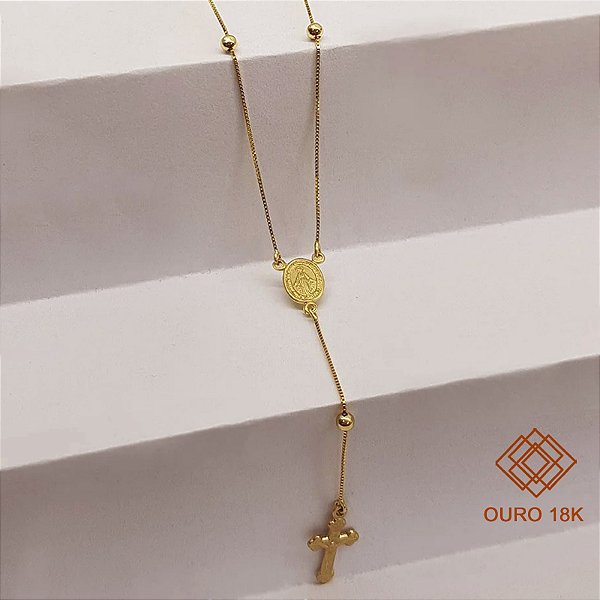 Gargantilha de Terço Ouro 18k