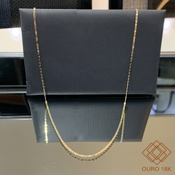 Cordão Piastrine Masculino Oco Ouro 18k - 50cm