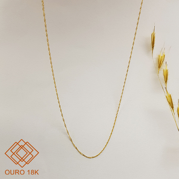 Cordão Singapura Oco Ouro 18k - 45cm