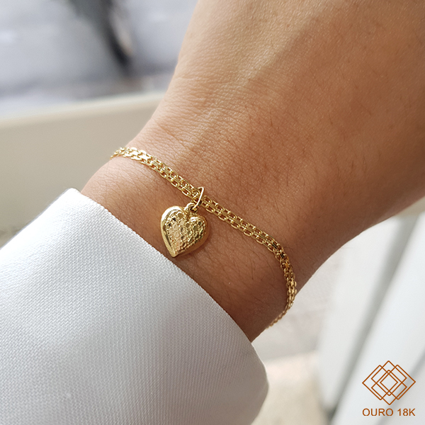 Pulseira Coração Ouro 18k