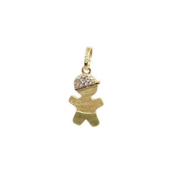 Pingente Menino Ouro 18k Zircônias