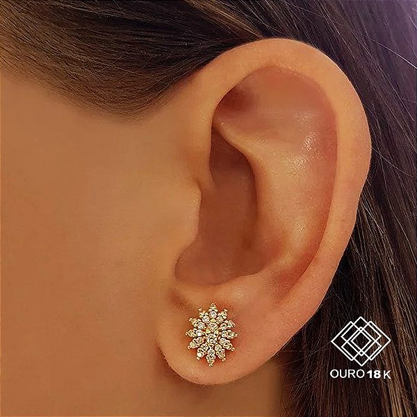 Brinco Chuveiro Ouro 18k Diamantes