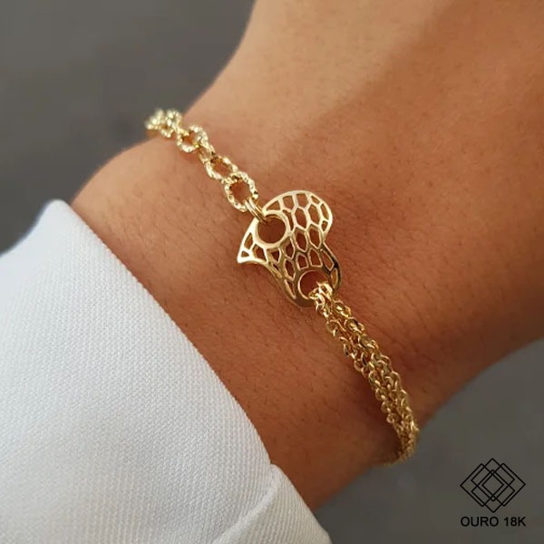 Pulseira Coração Ouro 18k