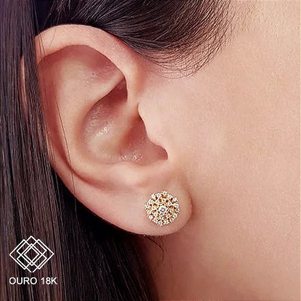 Brinco Chuveiro Rainha Ouro 18k Zircônias