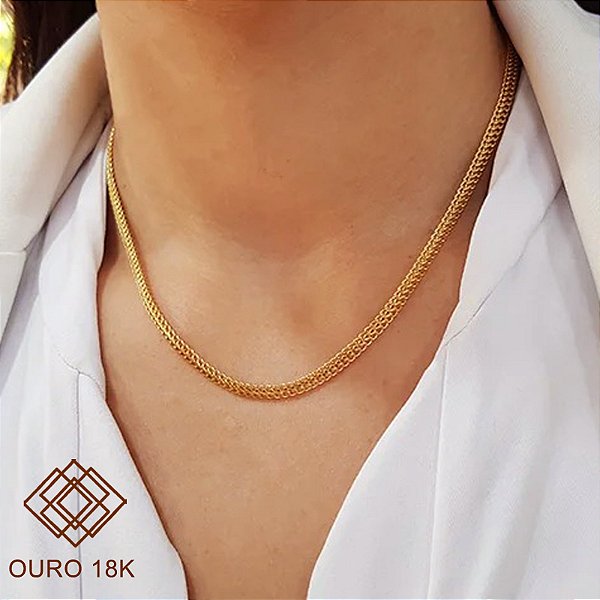 Gargantilha Malha Lacraia Ouro 18k 45CM
